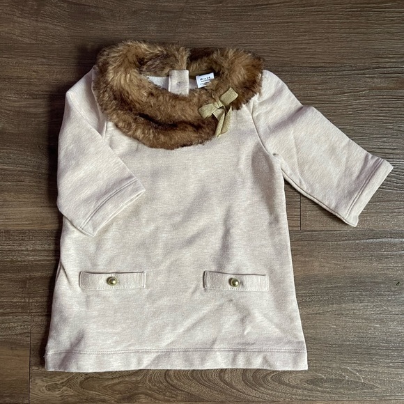 Preloved Janie & Jack Faux Fur Collar Top size 18-24months. - Picture 1 of 1